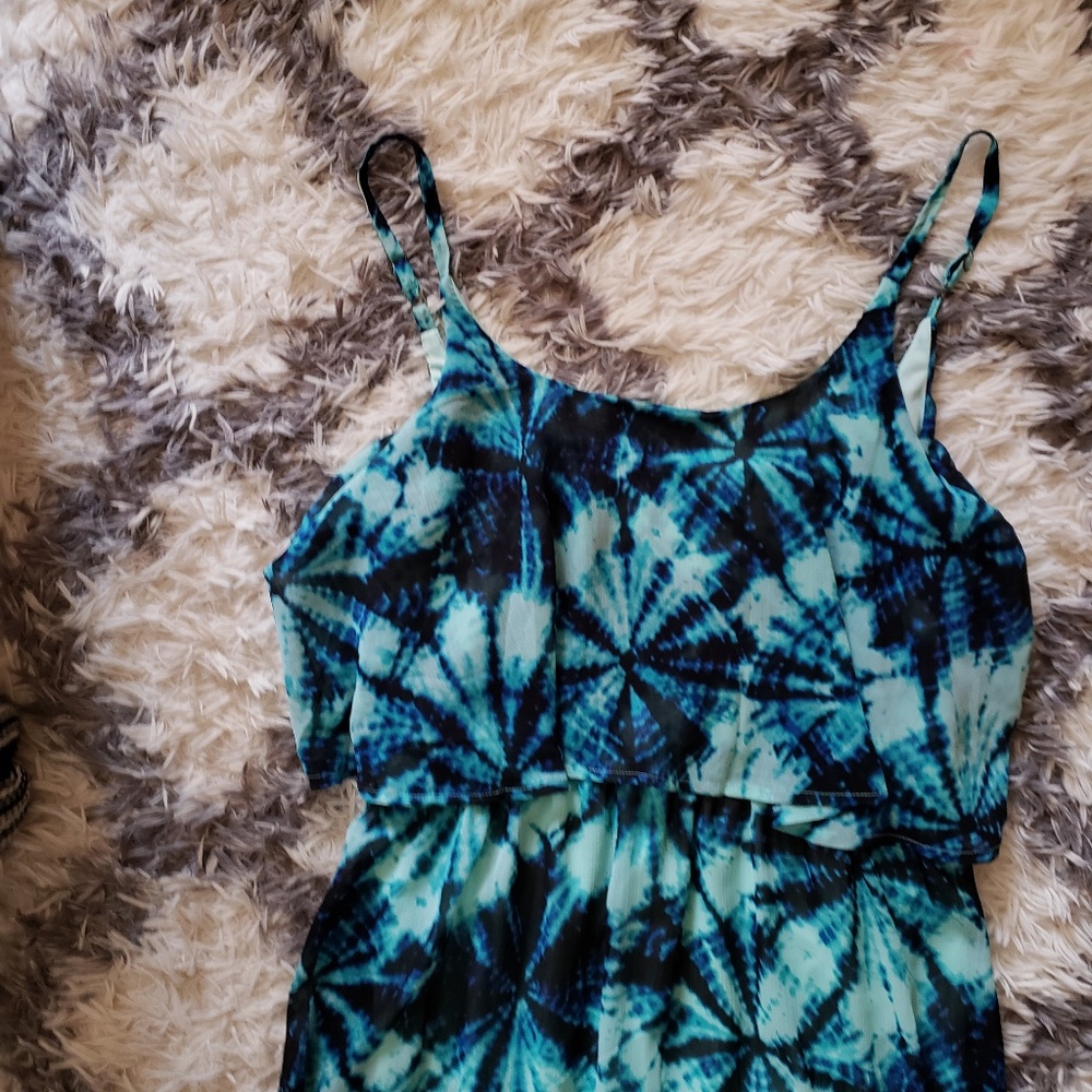 Faded glory Blue tie dye maxi dress Large